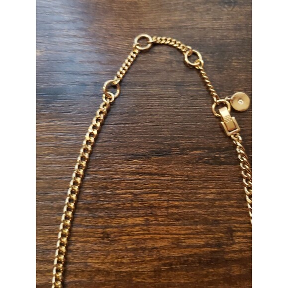 Givenchy Gold tone Statement Necklace Rhinestone Dangle Collar Chain Runway - Picture 12 of 16